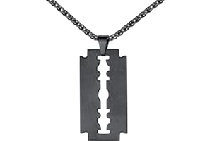 U7 Razor Blade Pendant with Chain Stainless Steel Necklace Razor Blad Matte Brushed Gift for Men Boyfriend Boy