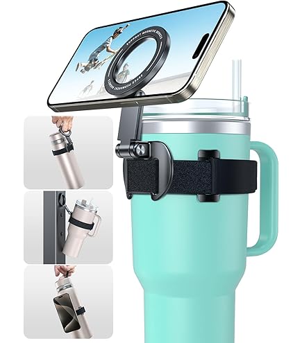 Ringo Isolierte Edelstahl-Wasserflasche Mit MagSafe-Handyhalterung – 360° Drehbar, Hält 12h Heiß / 24h Kalt | Inkl. Magnetic Booster Ring