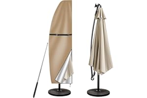 wiipara Sonnenschirm Schutzhülle mit Stab, Abdeckung für Sonnenschirm 2m bis 3m Große Ampelschirm Schutzhülle, UV-Schutz, Wetterfeste, Winddicht und Schneesicher, Khaki, 205x25/57/48cm