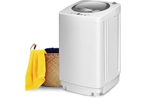 RELAX4LIFE Mini Machine à Laver avec Essorage 240W, 3,5KG, avec 6 Cycles de Lavage Sélectionnables, Réglage du Déséquilibre Automatique, Laver Vos Linges de l'Appartement/Camping/Voyage