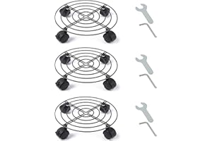 HAYAN 3 Pack 30cm Metal Plant Caddy with Brake Wheels, Heavy Duty Garden Plant Pot Dolly, Iron Potted Round Flower Pot Rack on Roller, Rolling Plant Stand Dolly for Indoor & Outdoor