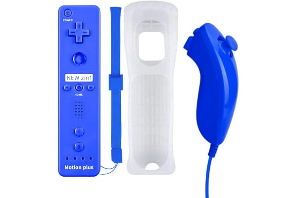 QUMOX Télécommande Nunchuck avec Motion Plus Compatible avec la Console et Télécommande Wii avec Fonction de Choc pour Wii/Wii U(Bleu foncé)
