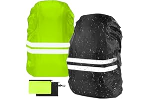 flintronic 2Pcs Funda Impermeable para Mochila 18~30L Fundas Universales para Lluvia con Banda Reflectante para Lluvia, Nieve, Caminatas nocturnas, equitación, Actividades al Aire Libre