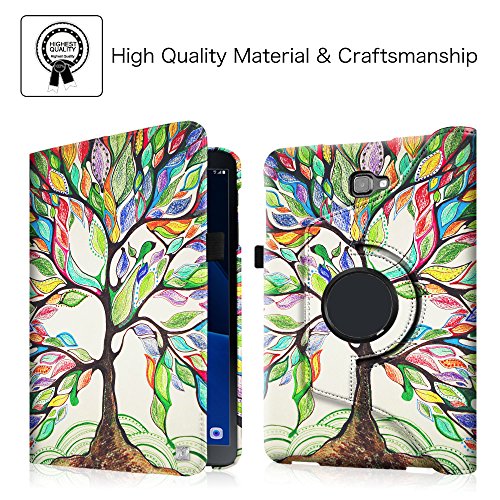 Fintie Samsung Galaxy Tab A 10.1 Hülle – 360° Drehbarer Stand Smart Cover Case Schutzhülle Tasche Etui mit Ständerfunktion Auto Schlaf / Wach Funktion für Samsung Galaxy Tab A 10,1 Zoll T580N / T585N Tablet (2016 Version), Liebesbaum - 3
