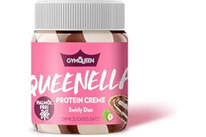 ‎GYMQUEEN GYMQUEEN Queenella 250g Swirly Duo, Protein Aufstrich mit 21% Eiweiß, Haselnuss-Creme ohne Zuckerzusatz, Brot-Aufstrich ohne Palmöl mit bestem Whey Protein