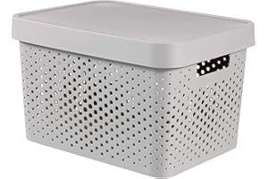 CURVER 04742 - 099 - 00 Infinity Puntos Caja de almacenaje con Tapa plástico Gris Clair 36,3 x 27 x 22,2 cm, 17 L