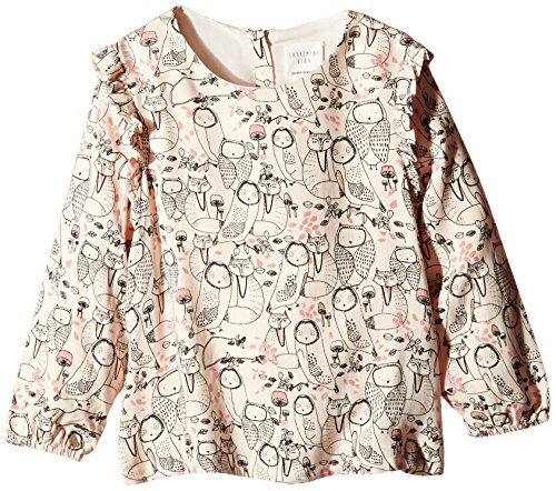 Carrément Beau Baby Girls Fully Printed Crew Neck Long sleeve Shirt -  Beige- 24 Months
