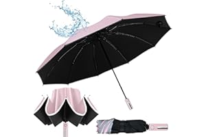 LPAMABA Parapluie Pliant Inversé Compact Parapluie Pliant Automatique Sun Proof Parapluies Protection UV Parapluies Voyage Anti Vent 10 Bones Parasols de Parapluies avec Bandes Réfléchissantes