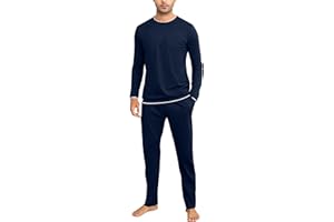 Aseniza Pigiama da Uomo Invernale, Pigiama a Maniche Lunghe in Cotone Semplice ed Elegante Pigiama Morbido Loungewear