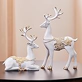 Amazon Basics Creative Resin Golden and White Reindeer Sculptures | Beautiful Home Decor Handicraft Resin | Elevates The Ener