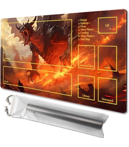 Tapis De Jeu SIXTORE 61x35,6cm - Pour MTG, RPG, Cartes, Dos Antidérapant - Design Secrets De La Lune De Sang