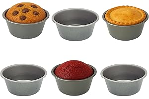 Samuel Groves 6X Muffin Mince Pie Cupcake Cups, Individual, Superior Double Coated Non Stick, Suitible for Air Fyers Made in England