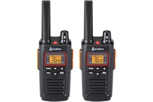 Cobra RX380 Walkie Talkies (2-Pack) - PMR446 Recreational and Business Rechargeable Two-Way Radios, 8 km Range, IPX2 Water Resistance, Black and Orange