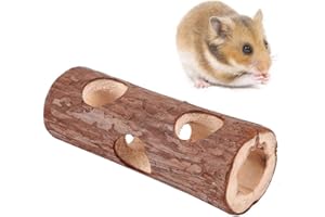DUOKON Living Röhrentunnel, Hölzerne Röhre Tier Tunnel Hamster Tube Übung Kauen Spielzeug für Kaninchen Frettchen Meerschweinchen