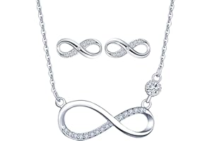 YUMILOK Infinity Love Necklace Earrings 925 Sterling Silver Jewellery for Women Girls