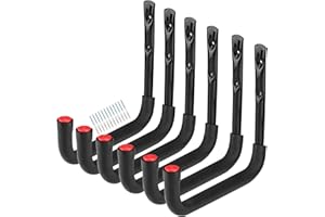 Heavdace Gancho de garaje, gancho de almacenamiento, 25 cm, soporte de pared para escaleras, bicicletas, herramientas de jardín, silla plegable, pala, manguera