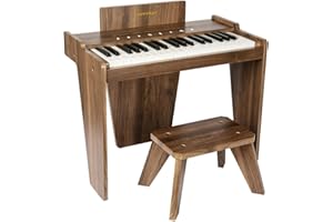 ZIPPY MAT Kinderklavier, 37 Tasten Digitalpiano für Kinder, berührungsempfindliches Bedienfeld, Lautstärke einstellbar, musikpädagogisches Instrument, Holzklavier für Mädchen und Jungen (Walnut Plus)