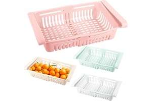 NVIYAM Organizer a Cassetto per Frigorifero 4 Pezzi Cassetti per Frigoriferi Cesti per Frigorifero Set Scatole Portaoggetti e Organizzazione per Cassetti Retrattili Frigorifero a Scomparsa Scatola