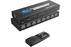 NINGKANGSHENG HDMI switch 7 in 1 out 4K60Hz 7x1 HDMI 2.0 Splitter con Supporto remoto Wireless IR Supporta 3D Dolby Vision/Atmos per HDTV Proiettori digitali Home Cinema XBOX, PS5/4, Roku, Fire Stic
