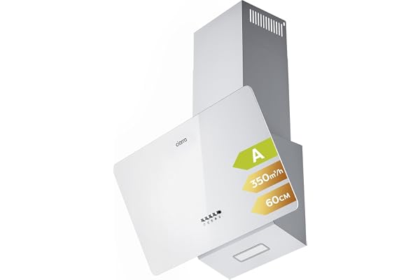 CIARRA Hotte Aspirante Inclineé 60cm 350 m³/h avec éclairage LED Hotte de Cusine Silencieuse Recyclage ou Evacuation Hotte Décorative Blanc CAW6750