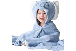 Fayscingo Baby Hooded Bath Towel for Kids Toddler Soft Warm Coral Fleece Absorbent Swaddle Blanket Swimming Poncho Towel, 120x80CM
