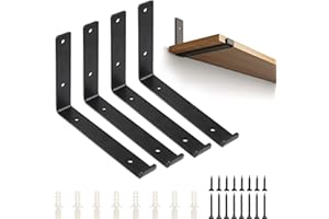 DBREAKS 4 Stk Regalhalterung Schwarze, L-Form Regalhalter, Wandregal Halterung, Heavy Duty Regalhalterung, Regalträger Metall, Für Bücherregale, Schrankregale, Badezimmerregale, Blumenregale,20cm