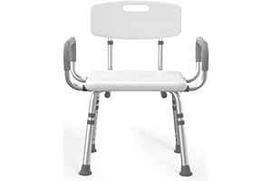 HOMLAND Duschstuhl für den Innenbereich mit Armlehnen und Rückenlehne – Duschstuhl für Badewannen, Höhenverstellbarer Sicherheits-Duschhocker für Senioren, Erwachsene und Personen mit Behinderungen