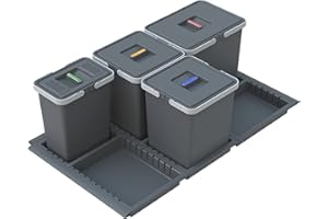 ELLETIPI 1954 ELLETIPI Metropolis PTC28 09050 2F C10 PPV Poubelle de tri sélectif à tiroir, Gris, 81 x 46 x 28 cm