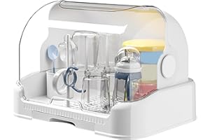 Foway Baby Bottle Storage Box, Dustproof Bottle Storage With Removable Drip Tray, Removable & Washable Baby Bottle Drying Rack With Covers, Countertop Rack For Toddler Bottles And Storage Box