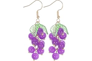 HOLIBANNA 1 paire de boucles d'oreilles en forme de raisin pour fille - Boucles d'oreilles en forme de fruit - Accessoire décoratif - Personnalisable - Rougir - Décorer - Bijoux en plastique