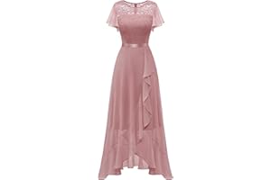 Berylove Abendkleid Lang Elegant für Hochzeit Kleid mit Schlitz Cocktailkleid Damen Elegant mit Ärmeln Elastische Taille