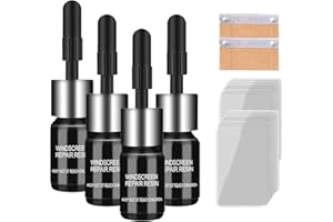 HONBQYCC Kit Riparazione Parabrezza Auto (4 Pezzi), Kit Riparazione Vetro Auto, Riparazione Vetro Scheggiato, per Chip e Crepe, Bulls-Eye, Ragnatela, a Forma di Stella, Nichel, Mezzaluna