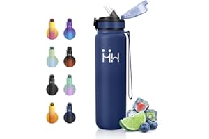 JAPORIA Borraccia Acciaio Inox 1 Litro, Borraccia Termica con Cannuccia, Termos senza BPA, Bottiglia Acqua a Prova di Perdite, Borracce Termiche per Palestra, Gimnasio, Sport, Ciclismo