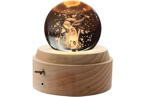 HABOWN Kristallkugel Spieluhr, 360 ° drehbare hölzerne Spieluhr mit Licht, Geburtstagsgeschenk, Projektionsfunktion mit Beleuchtung, LED Mond Lampe, Valentinstagsgeschenk, Jubiläum (Prinz und Rose)