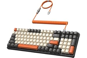 MAMBASNAKE MAMBASANKE K6 Pro 96% 3 Modos Teclado mecánico para Juegos Hot Swap 4000mAh 2.4Ghz/Bluetooth 5.0/Teclado con Cable con Cable USB en Espiral Tipo-C 9 RGB Retroiluminado Lineal Red Switch-Shimmer