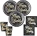 Produktbild 32 Teile edles Party Deko Set Happy Birthday zum Geburtstag in Schwarz Gold foliert für 8 Personen