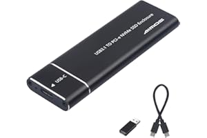 AIMOS Tipo-C a NVMe M.2 Adaptador SSD PCIe de Alto Rendimiento, USB 3.1 Gen 2 a NGFF NVME PCI-E M-Key Carcasa Externa de Unidad de Estado Sólido, con Cable USB C-C