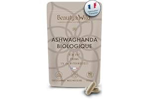 BEAUTY & WILD Ashwagandha Bio KSM-66®, 90 Gélules Vegan - 900mg/Jour - Fabriqué en France - Ginseng Indien Extra Fort, Anti-Stress, Musculation, Favorise le Bien-Être, Améliore la Qualité du Sommeil, Beauty&Wild