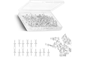 OZYAN Clear Push Pins - 80 Drawing Pins with Storage Box, Thumb Tacks for Cork, Notice and Bulletin Boards - Map Pins (Clear)