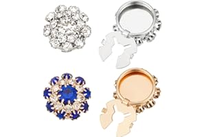 NBEADS 4 Pezzi 2 Colori Copre Bottoni da Donna Pulsanti da Camicia Staccabili in Strass Gioielli a Clipser per Abbigliamento Abiti Smoking e Accessori, Capri Blu/Bianco