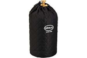 RÖSLE Abdeckhaube für Gasflasche mit 5 kg Füllgewicht, Hochwertige Schutzhülle aus 100% Polyester, mit praktischem Klettverschluss und Zugband, Schwarz