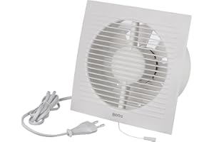 STEINBERG14 Wentylator łazienkowy, 150 mm, biały, ze sznurkiem i wtyczką – wentylator wylotowy, wentylator, łazienka, toaleta