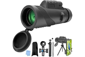 QGGTQG Telescopio Monocular, 12x50 Monoculo HD, Zoom Monoculares, con Soporte para Teléfono y Trípode, Telescopio Portatil Impermeable para Observación de Aves, Viajes, Caza y Conciertos