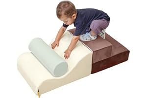 BanaSuper Parcours Motricité Bébé, Jeu de Motricité Enfant, Blocs Mousse Éducatifs avec Velcro, Jeu d'Intérieur pour Maison Crèche, Structure d'escalade Antidérapante, Design Lavable, 3 Pièces