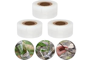 TAIZER Nastro Innesto 3 Rotoli Nastri Crescita Innesto Giardino Nastro Adesivo Innesto Biodegradabile Film Innesto Nastro Autoadesivo per Riparazioni Piante Nastro Trasparente Antiumidità 3cm×200m