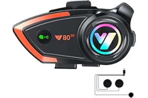 JJXCYH Interfono Moto Casco, interfono moto, interfono moto bluetooth coppia, Bluetooth Musica Cuffie Casco Forte Bass/IP67 Impermeabile 1000mAh