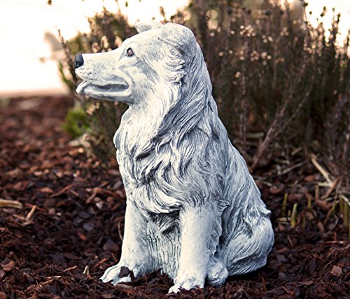 Steinfigur Hund Collie, Frost- und wetterfest bis -30°C, massiver Steinguss - 6