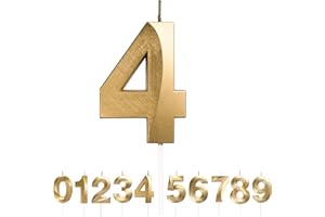 Polly Online Birthday Number Candles 3D Shape Birthday Cake Candles Gold Glitter Birthday Candles Decorative Decoration for Birthday Anniversary Wedding Party Graduation Party