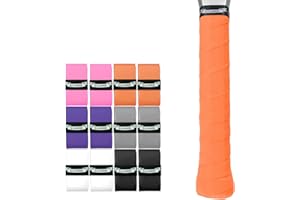 G-Lueck Lot de 12 grips de tennis Talent Grip | 0,50–0,60 mm d'épaisseur | Surgrip pour raquettes de squash et badminton avec bande de fermeture autocollante | Très adhérent, antidérapant
