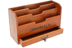 ausuky Vintage Style Wooden Letter Racks Post Card Holder Storage Rack Decoration Post Mail Rack Paper Card Storage Organiser